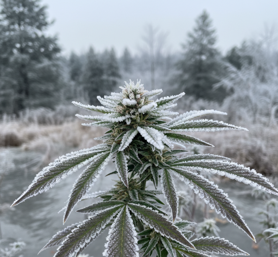 Cannabis plant showing robust lateral branch development during mid-vegetative growth
