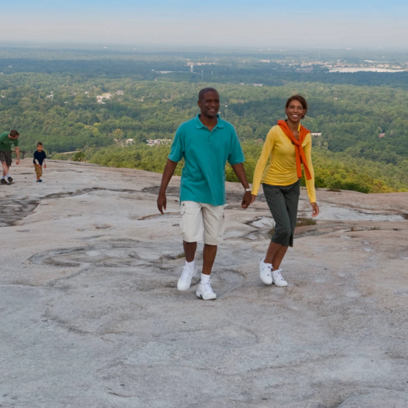 family on top of the mountain